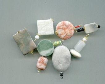8 large gemstone pendants stone charms bead drops natural marble jewelry making supply