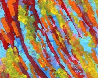 aceo painting abstract original art miniature artist card drips spatter colorful modern artwork