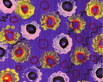 original aceo art abstract painting pink, yellow, gears, mini artist cards modern small painting