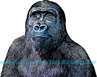 smiling gorilla svg, png, jpg, clipart, printable art, digital print, instant download, animals, jungle safari printables