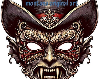 Vampire Bat man face printable mask Halloween paper crafts printable