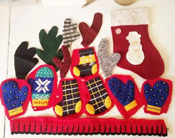 15 christmas stocking deer antlers mittens fabric scraps diy crafts embroidered ornaments beaded