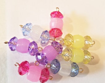 8 glow in the dark bead drops charms pony bead pendants 20mm acrylic plastic