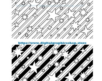 stars stripes pattern line art, coloring page printable, instant download, digital print, backgrounds, clipart