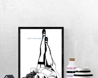 pinup girl laying down, printable wall art, clipart png, instant download, digital print,  transfer image, woman graphics