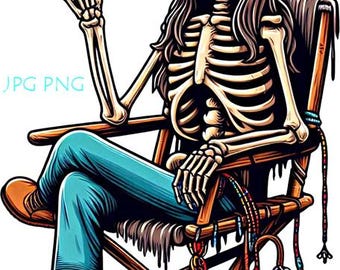 hippie skeleton man smoking marijuana cigar png clipart, color illustration jpg printable art digital download