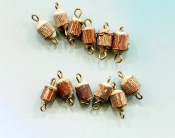 10 wood tree stump charms bead drops pendants  wooden charms lot 15mm jewelry making supplies