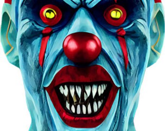 Creepy Evil Clown zombie Monster printable art clipart png jpg circus horror graphics digital instant downloads