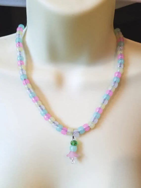 glow in the dark bead necklace jewelry plastic multi color beaded womens teens