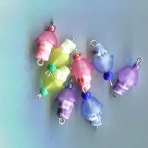 skull flower charms sugar skull pendants day of the dead plastic bead drops 23mm purple blue jewelry making supply