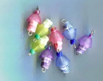 skull flower charms sugar skull pendants day of the dead plastic bead drops 23mm purple blue jewelry making supply