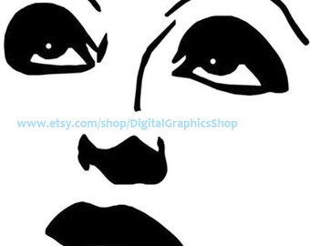 womans face looking up clipart png jpg clip art black and white printable art download digital eyes lips facial features image graphics
