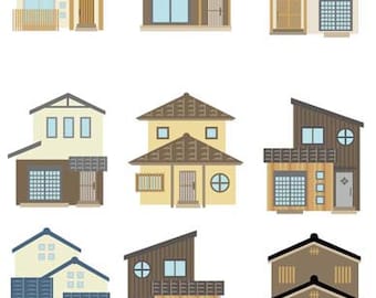 houses buildings neighborhood clipart digital download collage sheet architecture images cut out die cuts craft printables
