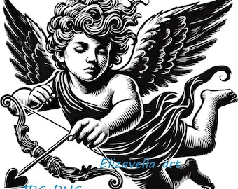 cupid boy angel cherub png clipart printable valentines day art jpg instant download fantasy digital instant download illustration
