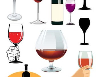 wine drinking party booze alcohol clipart die cuts printables digital download collage sheet image graphics DIY craft cut outs