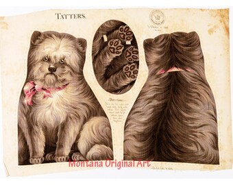 puppy dog sew crafts paper dolls front and back collage sheet cut outs jpg pdf Digital Clipart set printable crafts download