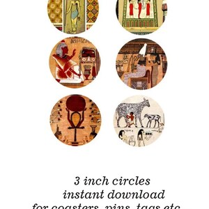 ancient egypt 3 inch circles digital collage sheet egyptians art king queen god goddesses clipart instant download printable
