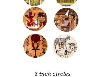 ancient egypt egyptians art digital collage sheet king queen god goddesses 3 inch circles clipart instant download printable