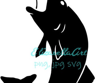 Fish eating bug Ocean Sea Animal silhouette Logo .SVG .PNG jpg Clipart fishing sports transparent graphics instant download