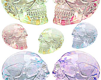 crystal skulls printable watercolor art clipart digital collage sheet die cuts instant download jpg png scrapbook journals crafts