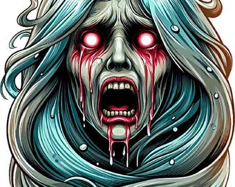 La Llorona weeping ghost Spirit horror art printable Mexican folklore Fantasy dark art color illustration digital print goth art download
