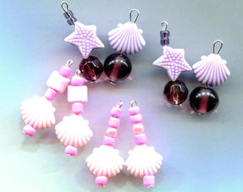 sea shell charms starfish charms lot bead drop pendants sea life jewelry purple pink glass plastic bead charms handmade jewelry making