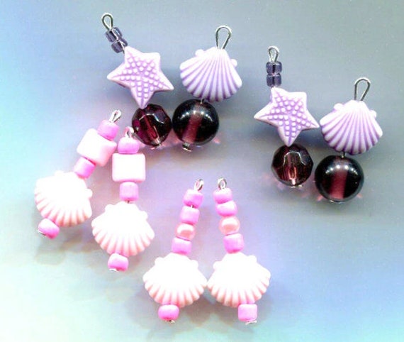 sea shell charms starfish charms lot bead drop pendants sea life jewelry purple pink glass plastic bead charms handmade jewelry making