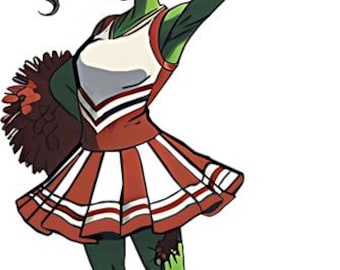 cute zombie girl cheerleader horror art printable creepy dark art color illustration digital print goth art download