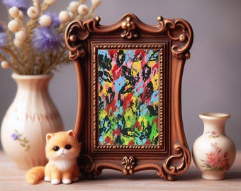 abstract aceo art painting, flower Petals, nature original aceo, atc card, miniature paintings