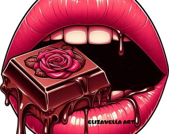 womans red lips chocolate png Womans mouth png clipart jpg printable makeup erotic wall art digital instant download