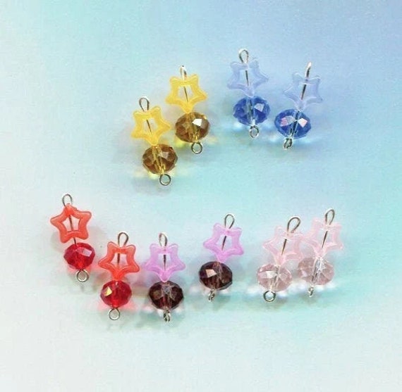 acrylic star bead drops charms glass plastic bead pendants 10 piece 20mm long