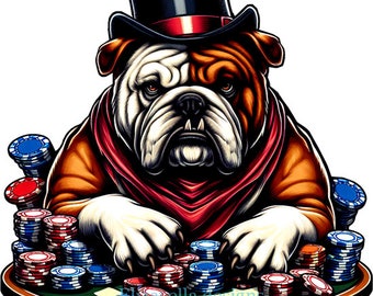 bull dog poker chips png, jpg, dog gambling casino clipart, printable art, digital print download