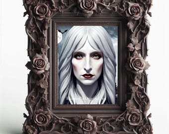Vampire Witch original art print 8x10 inch fantasy dark portrait art print digital paintings