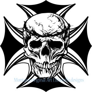 Human skull thorn crown cross png overlay , day of dead transparent png jpg clipart, Calavera tattoo art, instant digital download printable