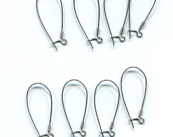 8 metal kidney earwires earring findings 25mm x 30mm jewelry supplies