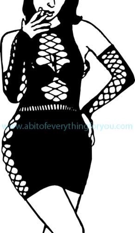 sexy dominatrix pinup girl black fishnet body stocking printable art clipart png jpg svg fashion digital transfer image instant download