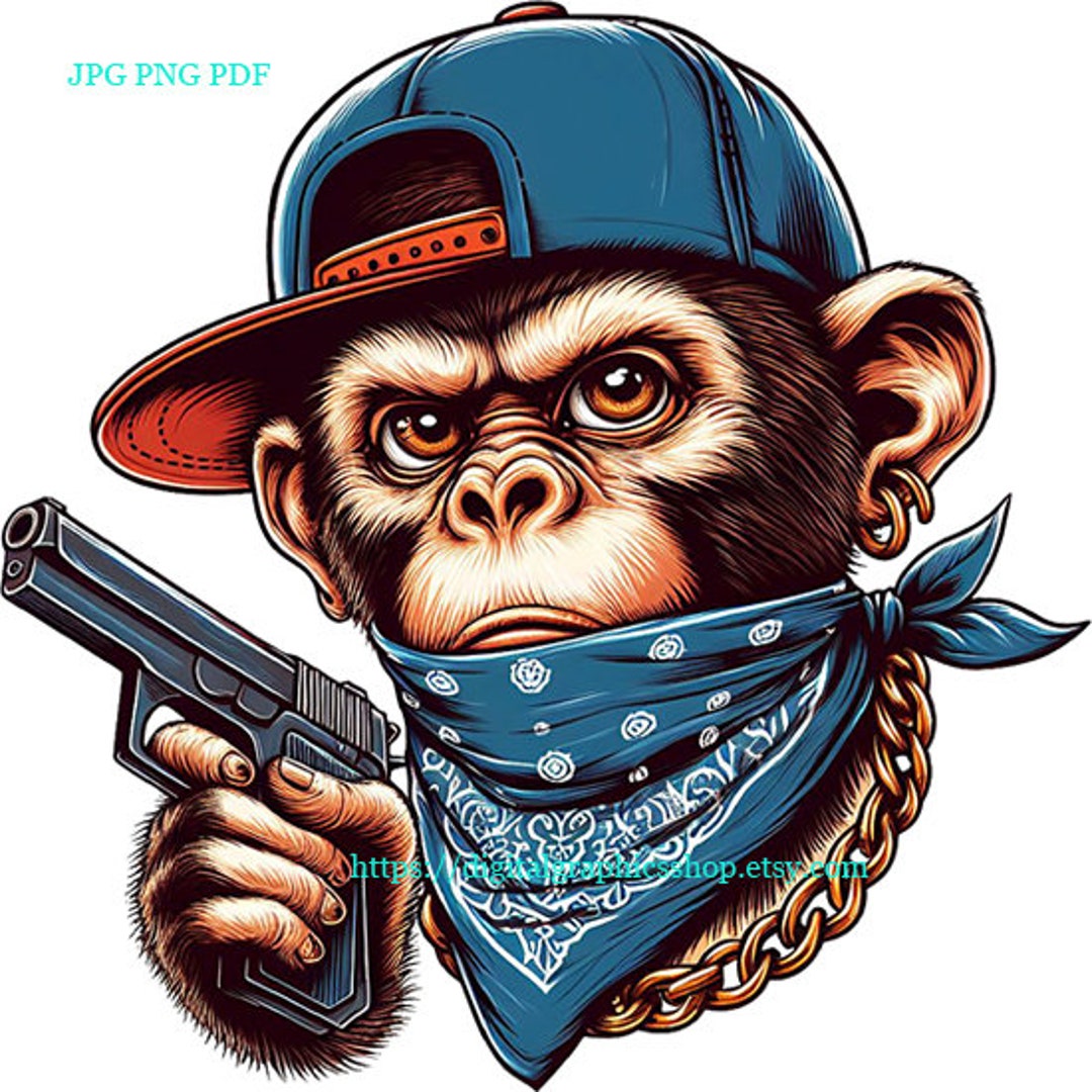 Gangster Monkey Png, Jpg, Cartoon Animal Illustration Clipart ...