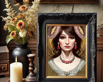 Aries Queen gODDESS Zodiac original art print 8x10 inch semi gloss fantasy fairytale art print