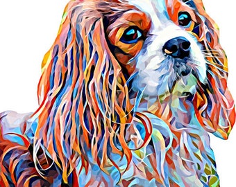colorful long hair dog head abstract art clipart png jpg printable digital download animals pets digital downloadable graphics image