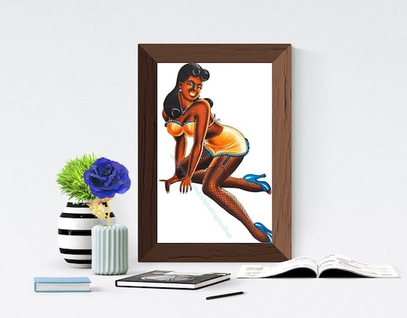 sexy babe model, black pinup girl, woman printable art, clipart png jpg, digital image for shirts ,instant downloads ,die cuts