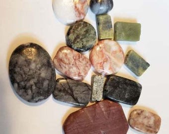 stone beads mixed lot gemstone pendants natural marble turquoise 14 assorted pieces jewelry making supply