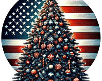 printable USA American flag Surreal Christmas tree png patriotic art logo military vet clipart America Proud jpg download