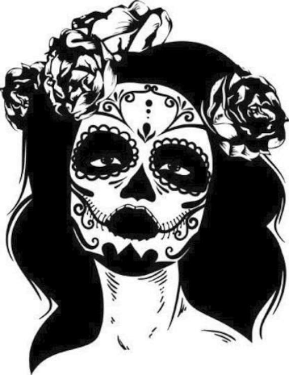 day of the dead skull lady png jpg svg art clipart printable die cuts instant download goth cut outs digital image  t shirt design graphics