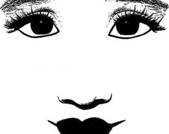 womans big innocent eyes face printable makeup art clipart png svg vector digital download face beauty image graphics black & white