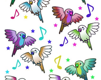 cartoon birds musical notes png jpg printable art collage sheets digital print instant download animals nursery kids bedroom images