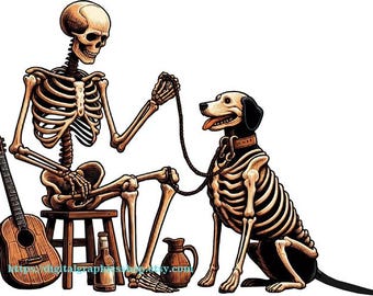 day of the dead, skeleton man skeleton dog, silhouette svg, printable art ,clipart png, jpg, pets, instant download t shirt design