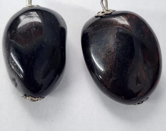 black agate stone bead drop pendants gemstone charms natural boho jewelry supply