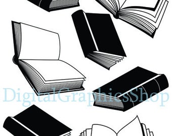 books, reading, png jpg, collage sheet, book clipart, printable art, digital print ,instant download, icons logos silhouettes
