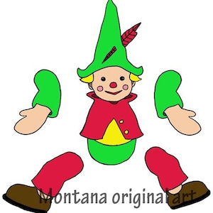 elf boy  jumping jack toy articulated paper doll kids craft printable
