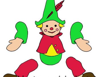 elf boy wood toy articulated paper doll kids craft printable